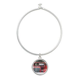 Keeshond Christmas Old Truck Painting Dog Art Bangle Bracelet