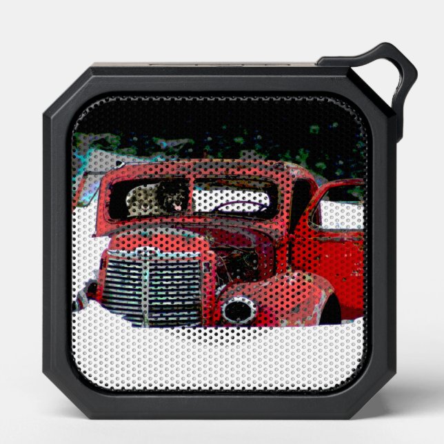 Keeshond Christmas Old Truck Painting Dog Art Bluetooth Speaker (Front)