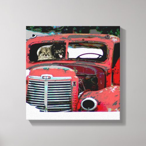 Keeshond Christmas Old Truck Painting Dog Art Canvas Print