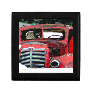 Keeshond Christmas Old Truck Painting Dog Art Gift Box
