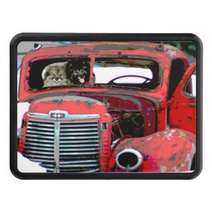 Keeshond Christmas Old Truck Painting Dog Art Hitch Cover