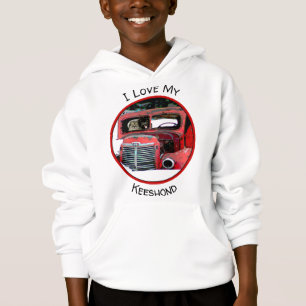 Keeshond Christmas Old Truck Painting Dog Art Hoodie