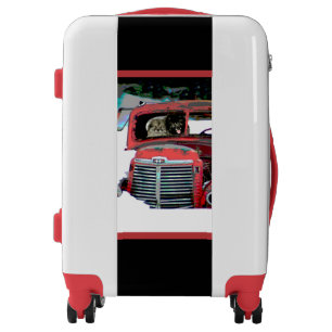 Keeshond Christmas Old Truck Painting Dog Art Luggage