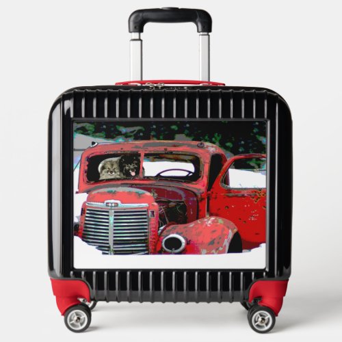 Keeshond Christmas Old Truck Painting Dog Art Luggage