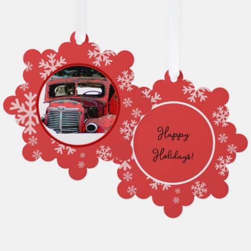 Keeshond Christmas Old Truck Painting Dog Art Ornament Card