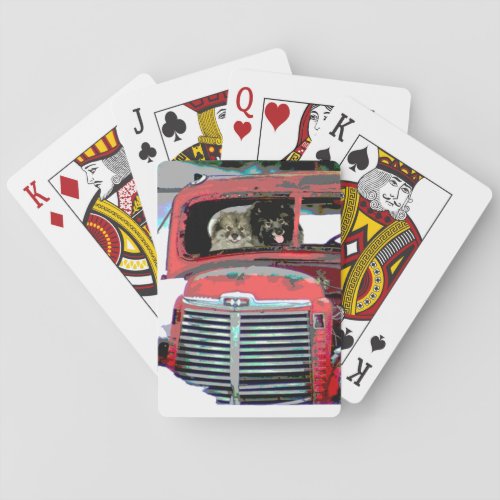Keeshond Christmas Old Truck Painting Dog Art Playing Cards