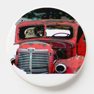 Keeshond Christmas Old Truck Painting Dog Art PopSocket