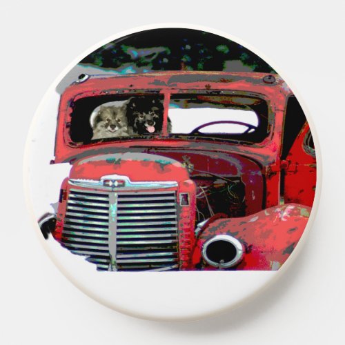 Keeshond Christmas Old Truck Painting Dog Art PopSocket