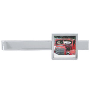 Keeshond Christmas Old Truck Painting Dog Art Silver Finish Tie Bar