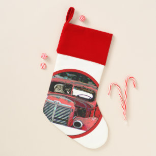 Keeshond Christmas Old Truck Painting Dog Art Stocking