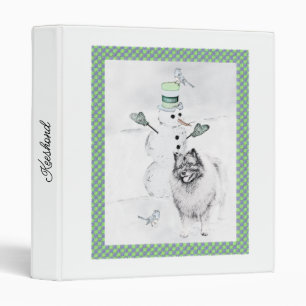 Keeshond Christmas Snowman Painting Dog Art 3 Ring Binder