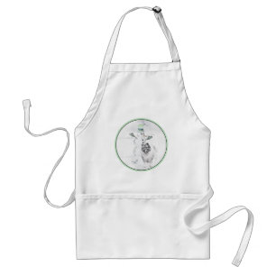 Keeshond Christmas Snowman Painting Dog Art Adult Apron