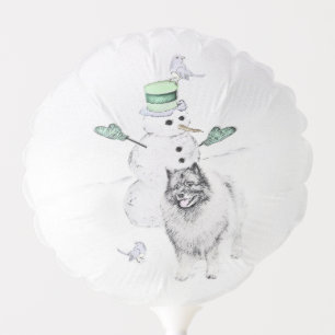 Keeshond Christmas Snowman Painting Dog Art Balloon