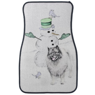 Keeshond Christmas Snowman Painting Dog Art Car Floor Mat