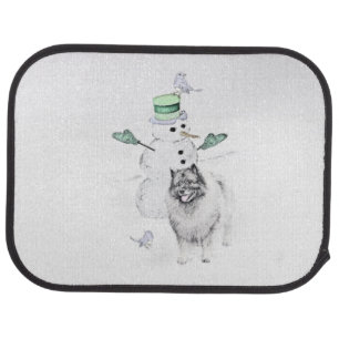 Keeshond Christmas Snowman Painting Dog Art Car Floor Mat