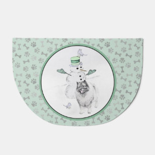 Keeshond Christmas Snowman Painting Dog Art Doormat