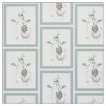 Keeshond Christmas Snowman Painting Dog Art Fabric