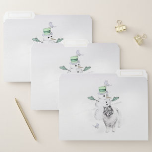 Keeshond Christmas Snowman Painting Dog Art File Folder