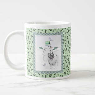 Keeshond Christmas Snowman Painting Dog Art Giant Coffee Mug