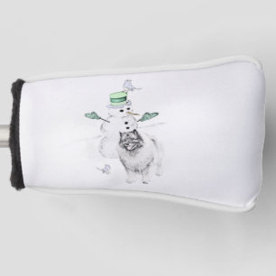 Keeshond Christmas Snowman Painting Dog Art Golf Head Cover