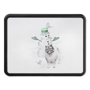 Keeshond Christmas Snowman Painting Dog Art Hitch Cover