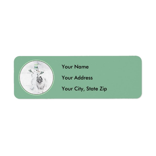 Keeshond Christmas Snowman Painting Dog Art Label (Front)