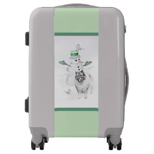 Keeshond Christmas Snowman Painting Dog Art Luggage