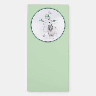 Keeshond Christmas Snowman Painting Dog Art Magnetic Notepad