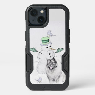 Keeshond Christmas Snowman Painting Dog Art iPhone 13 Case