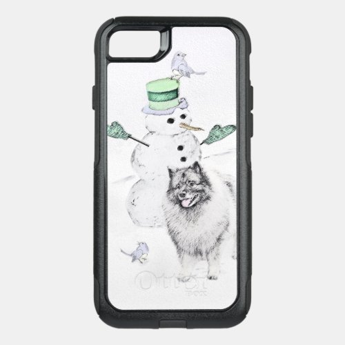 Keeshond Christmas Snowman Painting Dog Art OtterBox Commuter iPhone SE87 Case