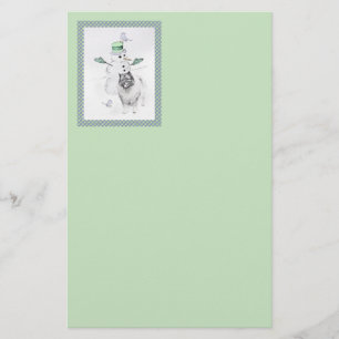 Keeshond Christmas Snowman Painting Dog Art Stationery