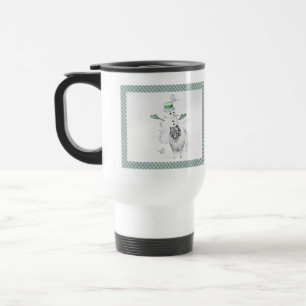 Keeshond Christmas Snowman Painting Dog Art Travel Mug