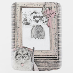 Keeshond Christmas Winter Window Painting Dog Art Baby Blanket