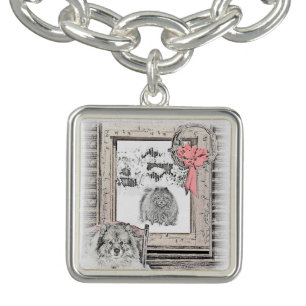 Keeshond Christmas Winter Window Painting Dog Art Bracelet