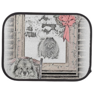 Keeshond Christmas Winter Window Painting Dog Art Car Floor Mat