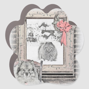 Keeshond Christmas Winter Window Painting Dog Art Car Magnet