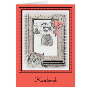 Keeshond Christmas Winter Window Painting Dog Art Cards