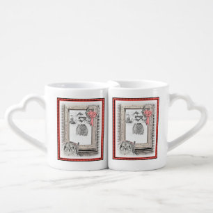 Keeshond Christmas Winter Window Painting Dog Art Coffee Mug Set
