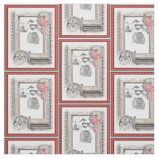 Keeshond Christmas Winter Window Painting Dog Art Fabric