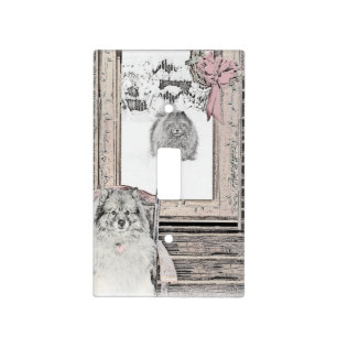 Keeshond Christmas Winter Window Painting Dog Art Light Switch Cover
