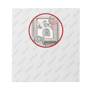 Keeshond Christmas Winter Window Painting Dog Art Notepad