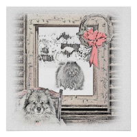 Keeshond Christmas Winter Window Painting Dog Art