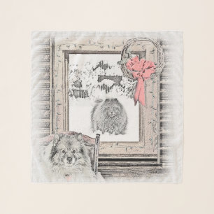 Keeshond Christmas Winter Window Painting Dog Art Scarf