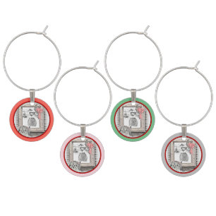 Keeshond Christmas Winter Window Painting Dog Art Wine Charm