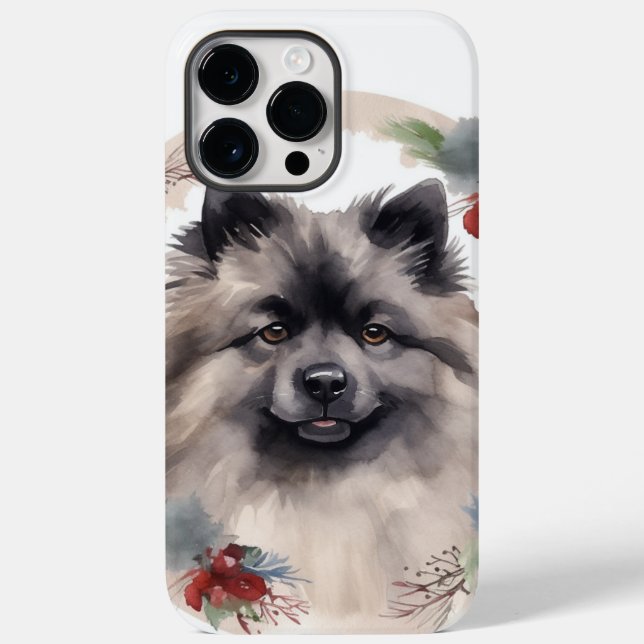 Keeshond Christmas Wreath Festive Pup Case-Mate iPhone Case (Back)