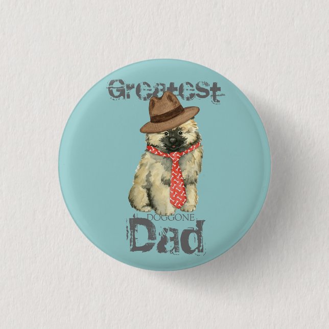 Keeshond Dad Pinback Button (Front)