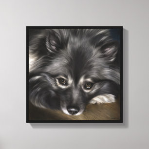 Keeshond digital painting titled "Glamour" Canvas Print