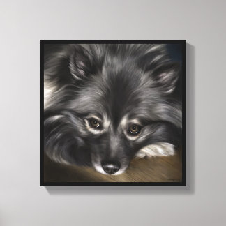 Keeshond digital painting titled "Glamour" Canvas Print