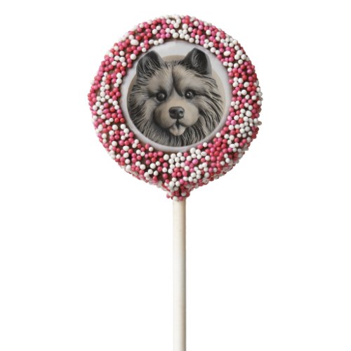 Keeshond Dog 3D Inspired Chocolate Covered Oreo Pop