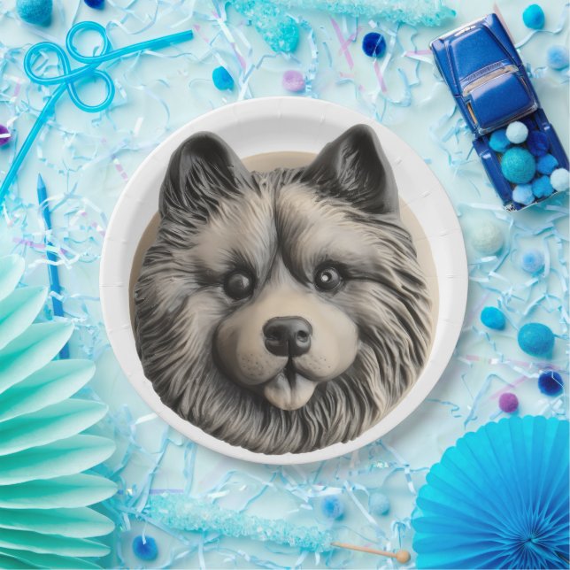 Keeshond Dog 3D Inspired Paper Plates (Party)